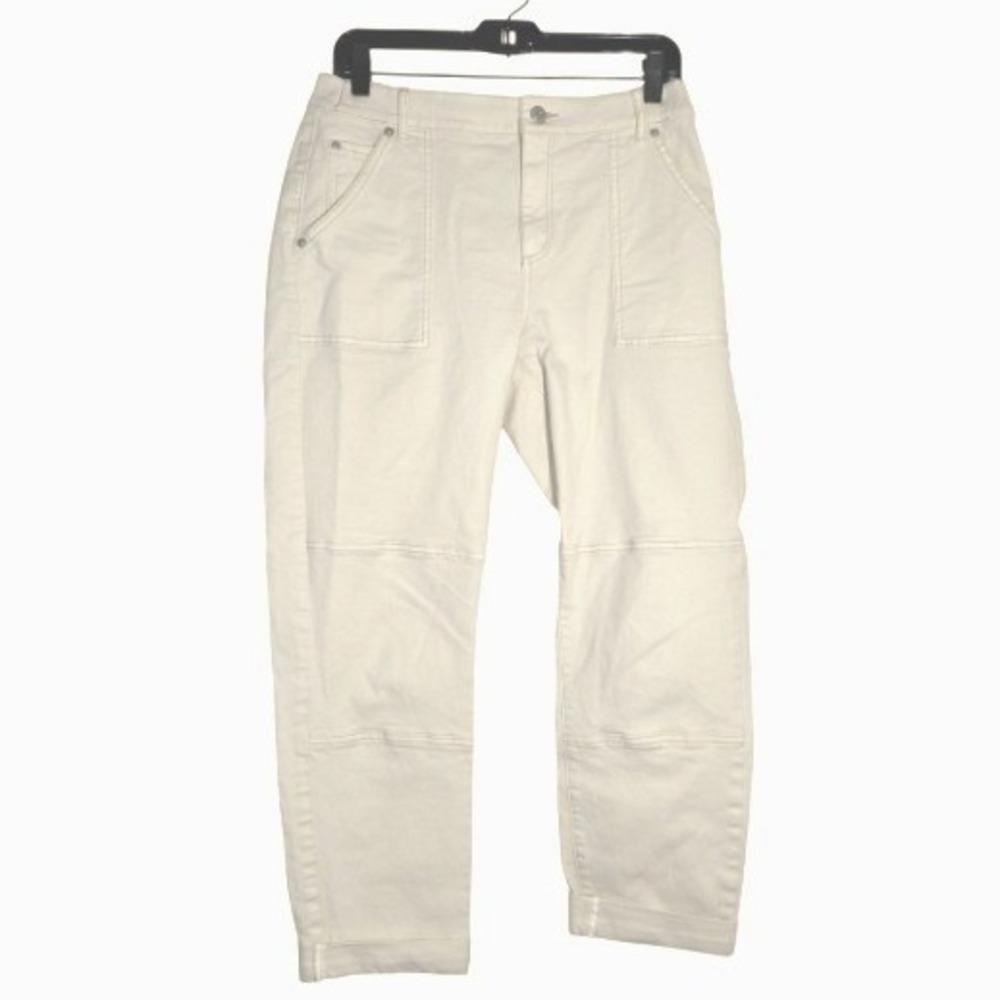 LOFT The Girlfriend Curvy Utility Jeans Womens Size 29/8 Cream Barrel Like EUC - Picture 3 of 8